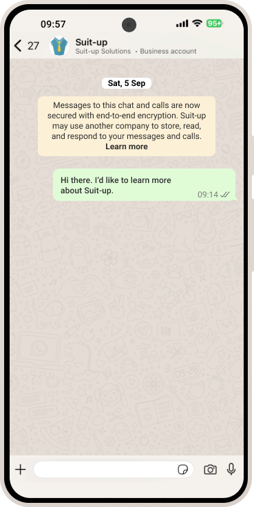 screenshot of a white-labelled chat on smartphone
